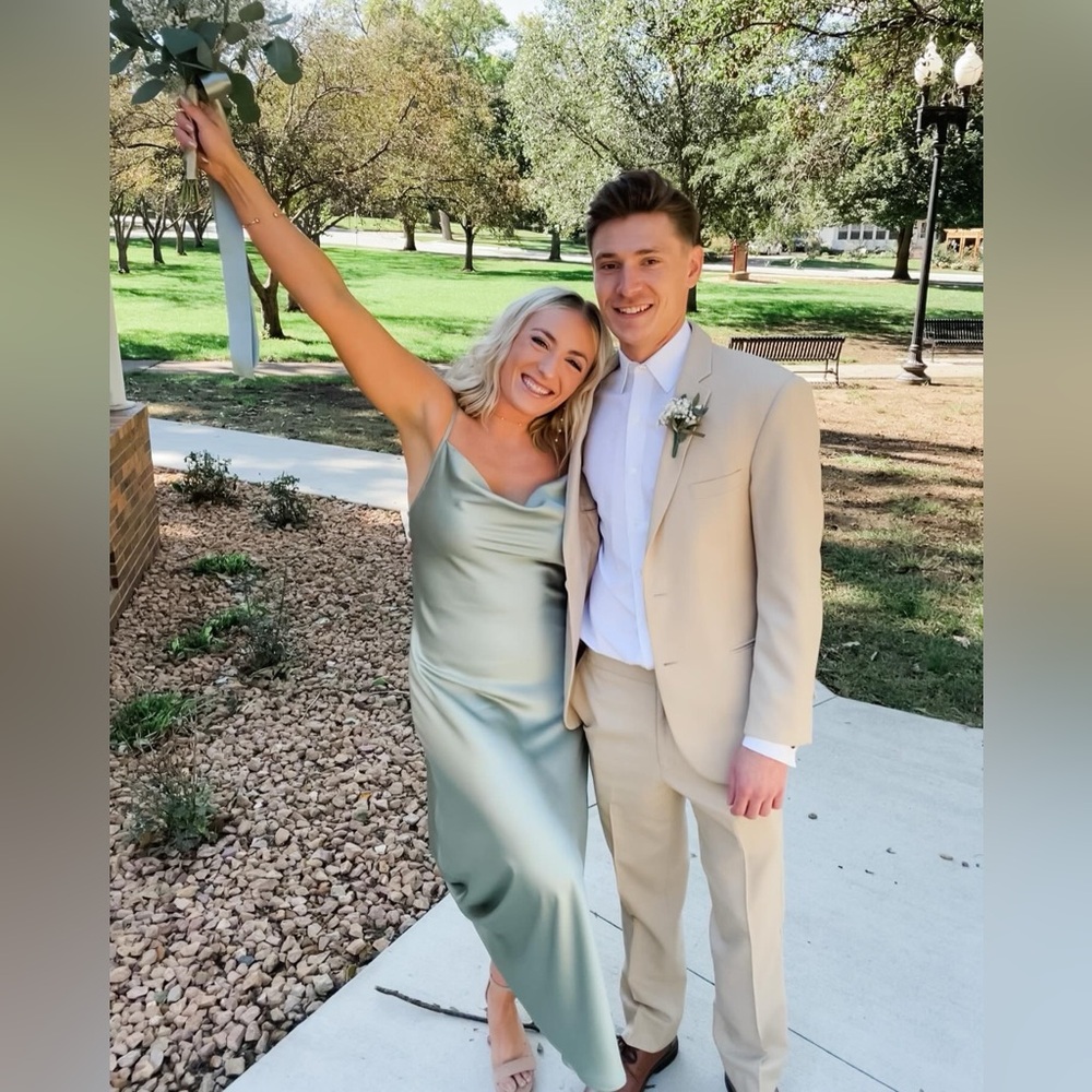 Sage Green Satin Slip Dress